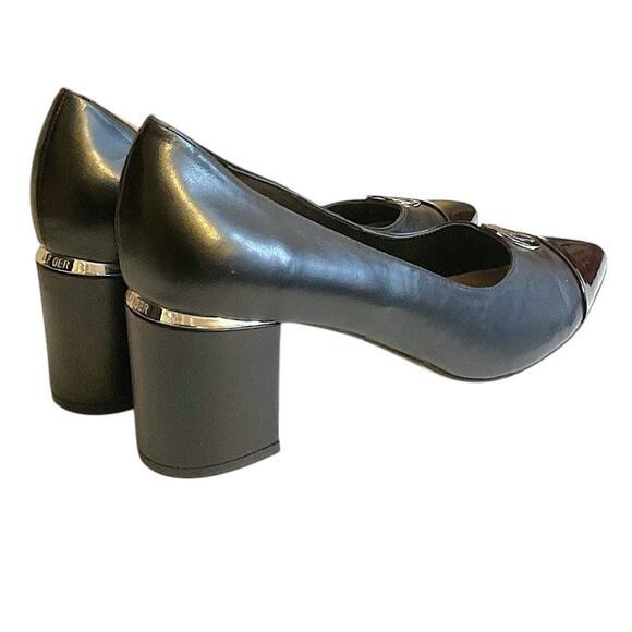 Tommy Hilfiger Women's Neysa Black Patent Toe Metal Medallion Block Heels 9.5M - Picture 12 of 15